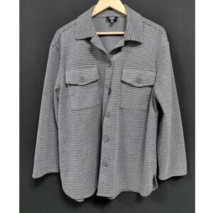 Jones New York Signature Gray Button-Up Shirt Solid Long Sleeve Women Size M